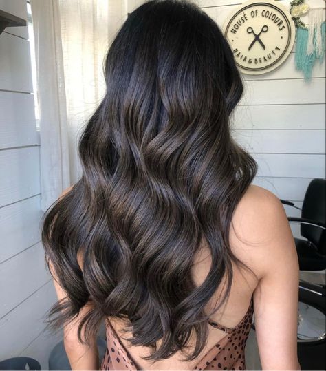 Soft Waves Dark Hair, Chocolate Brown Black Hair, No Bleach Balayage Black Hair, Cool Toned Dark Brown Hair Pale Skin, Best Balayage For Dark Brown Hair, Dark Chocolate Hair With Highlights, Cool Dark Brown Hair Color, Diy Airport, Dark Brown Hair With Babylights