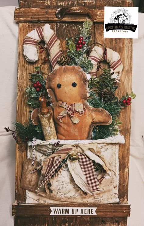 Credit: Christina's Rustic Creations Gingerbread Mantle, Iod Christmas, Gingerbread Diy Crafts, Men Ornaments, Gingerbread Designs, Gingerbread Kitchen, Vintage Gingerbread, Sweet Gingerbread, Gingerbread Ideas