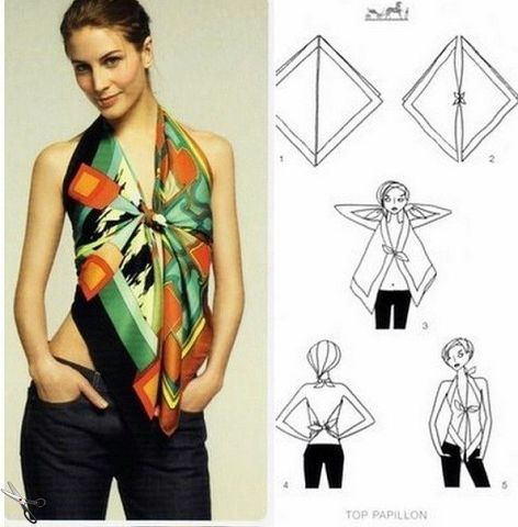 15 Tying Ways to Turn Scarf into Fashion Top | www.FabArtDIY.com LIKE Us on Facebook ==> https://www.facebook.com/FabArtDIY Convertible Clothing, Scarf Knots, Diy Tops, Ways To Wear A Scarf, How To Wear A Scarf, Scarf Outfit, Diy Scarf, Scarf Shirt, Tie Scarf