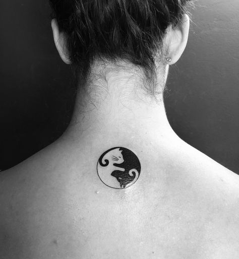 Cat Dog Yin Yang Tattoo, Dog Yin Yang Tattoo, Cat Ying Yang Tattoo, Yin Yang Cat Tattoo, Dog Yin Yang, Yin Yang Tattoo, Gothic Tattoos, Yang Tattoo, Yin Yang Tattoos