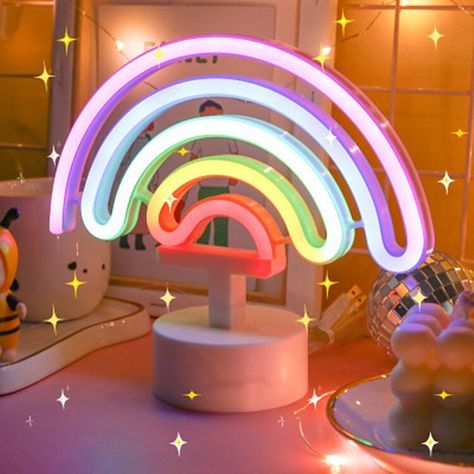 Gamer Rum, Rainbow Night Light, Rainbow Lamp, Neon Lamp, Rainbow Room, Rainbow Light, Neon Rainbow, Gamer Room, Kawaii Room