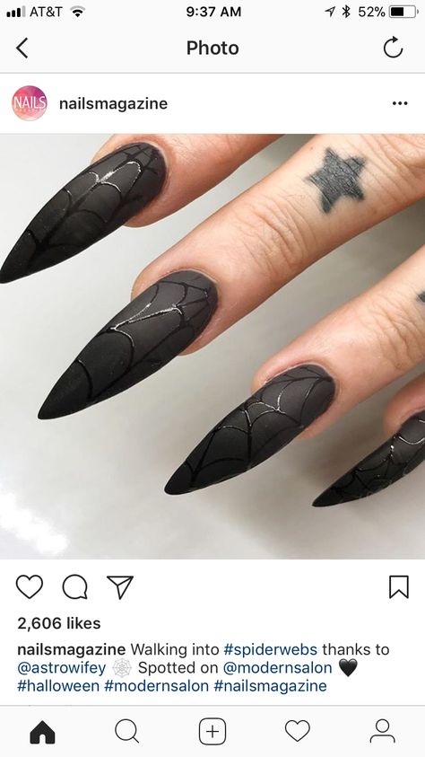 Horror Nails, Black Stiletto Nails, Witchy Nails, Wow Nails, Matte Black Nails, Gothic Nails, Drip Nails, Goth Nails, Stiletto Nails Designs