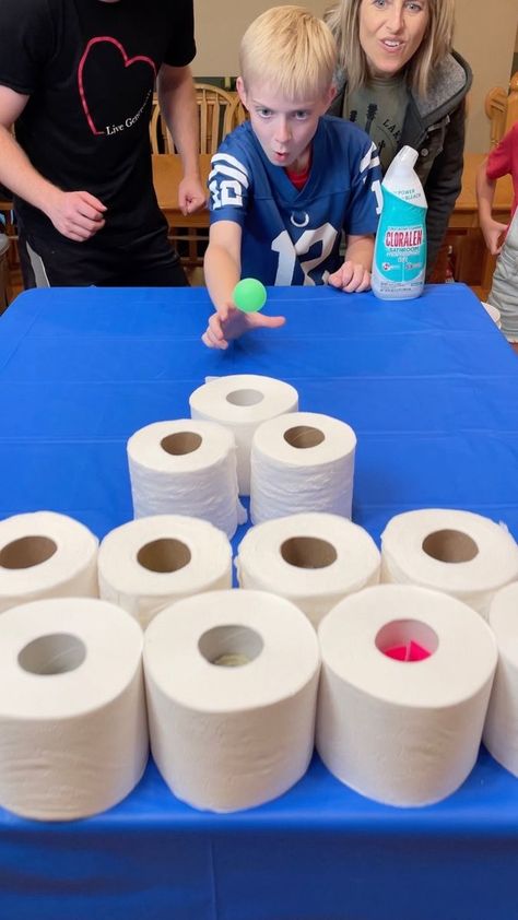 28K views · 1.6K reactions | This Game Would Have Been Expensive in 2020 🤣 | prize, toilet paper, entertainment | This Game Would Have Been Expensive in 2020 🤣 Kids, Mom, and family play funny diy table game with toilet paper and ping pong balls for prizes. This... | By Benson Family | Facebook Ball Toss Game, Ping Pong Ball Christmas Game, Ping Pong Ball Games, Games Using Ping Pong Balls, Ping Pong Muffin Tin Game, Swinging Ball Into Cup Game, Toilet Paper Games, Ping Pong Ball Games Plastic Cups, Ping Pong Games