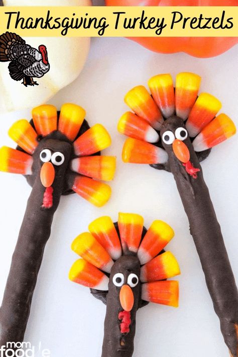 These Turkey Pretzels Thanksgiving Treats are chocolate covered pretzel rods cookie and candy corn creations that make for a fabulous Thanksgiving snack or grab an go dessert. Kids love these pretzel turkeys! #thanksgiving #pretzels #snacks #holidays Turkey Pretzels, Kids Food Crafts, Crafts Thanksgiving, Thanksgiving Snacks, Chocolate Dipped Pretzels, Turkey Crafts, Pretzel Rods, Thanksgiving Treats, Mask Fashion