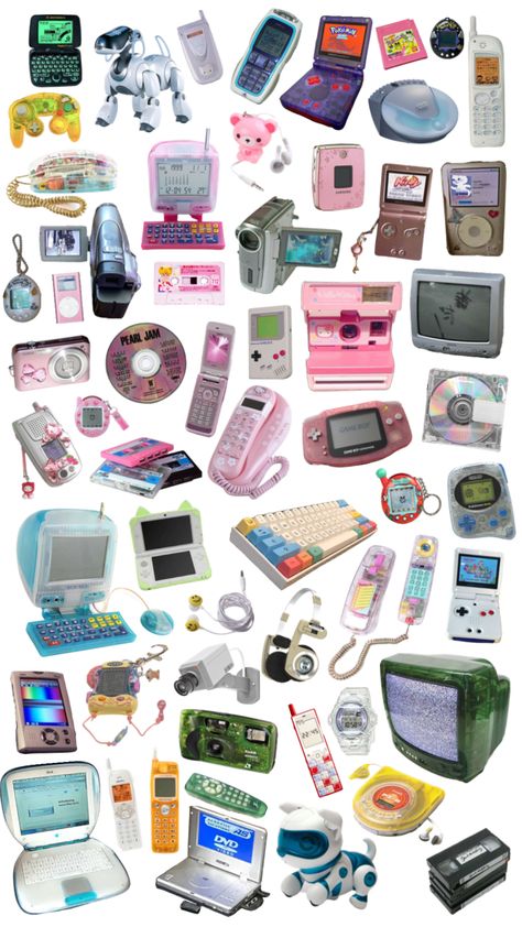 90s Objects Aesthetic, Y2k Gadgets Aesthetic, 2000s Tech Aesthetic, 2000 Technology, Early 2000s Technology, 90s Gadgets, 2000s Gadgets, Retro Tech Aesthetic, 2000s Technology Aesthetic