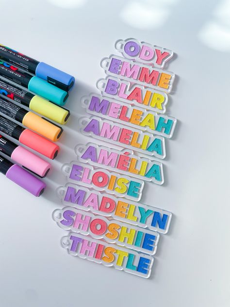 Acrylic name keychain Acrylic Ideas Laser Cut, Laser Valentine, Wood Crafts For Kids, Laser Cut Ideas, Acrylic Name Keychain, Acrylic Projects, Name Keychains, Backpack Purses, Shop Stationery