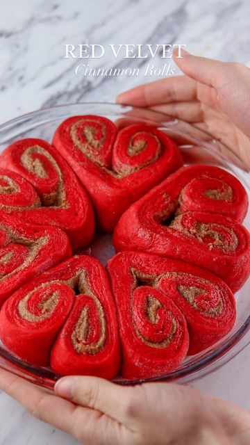 Sheri Wilson on Instagram: "Red Velvet Cinnamon Rolls ❤️✨ This was my first time trying red velvet cinnamon rolls and I was pleasantly surprised at how amazing they were! I used @foodnetwork ‘s recipe and they are probably the softest/most fluffy rolls I’ve ever tried! So yummy! 😍 I shaped them into hearts and added pink frosting for a Valentine’s theme. #cinnamonrolls #cinnamonrolls #redvelvet #baking #bake #bakingfun #food #dessert #holidaybaking #cake #valentines #brunch #breakfastideas # Heart Cinnamon Rolls, Red Velvet Cinnamon Rolls, Heart Shaped Cinnamon Rolls, Fluffy Rolls, Valentines Brunch, Baking Book, Pink Frosting, Cinnamon Rolls Homemade, Cinnamon Rolls Recipe