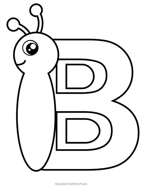 B For Butterfly, B Coloring Pages, Letter B Coloring Pages, Letter B Activities, Letter A Coloring Pages, Letter B Worksheets, Alphabet Crafts Preschool, Coloring Letters, Alphabet Letter Crafts