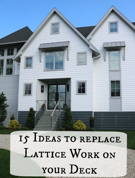 15 Examples Instead of using Lattice under the Deck - Nesting With Grace Replacement For Lattice Under Deck, Replacing Lattice Under Porch, Under Deck Ideas Instead Of Lattice, Lattice Replacement Ideas, Deck Lattice Alternative, Alternatives To Lattice Under Porch, Alternatives To Lattice, Lattice Alternatives Under Decks, Lattice Alternative