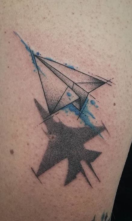 Aerospace Tattoo Ideas, Sr71 Blackbird Tattoo, Small Guys Tattoos, F15 Tattoo, Tattoo Designs Men Simple, Airplane Tattoo Men, Paperplanes Tattoo, Fighter Plane Tattoo, Paper Airplanes Tattoo