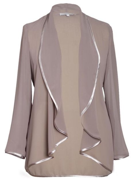 Chiffon Jacket ( goes well with chiffon trousers) Wedding Guest Jackets, Mother Of The Bride Inspiration, Grandma Dress, Mother Of The Bride Suits, Wedding Outfits For Women, Chiffon Jacket, Brown House, Mum Fashion, Pant Suits