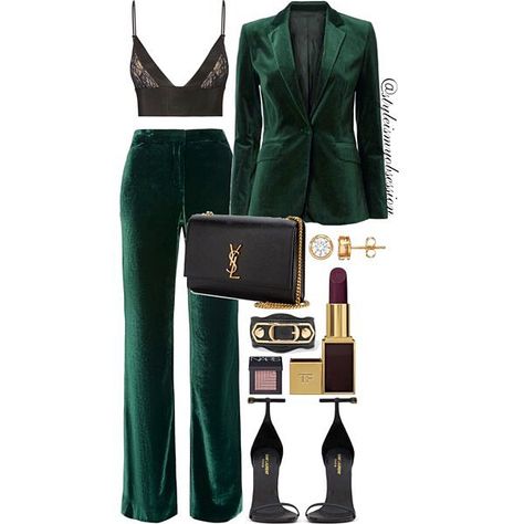 Green Velvet Pants, Green Suit, Velvet Pants, Looks Chic, Fashion Quotes, Fancy Outfits, Professional Outfits, Mode Inspiration, Business Outfits