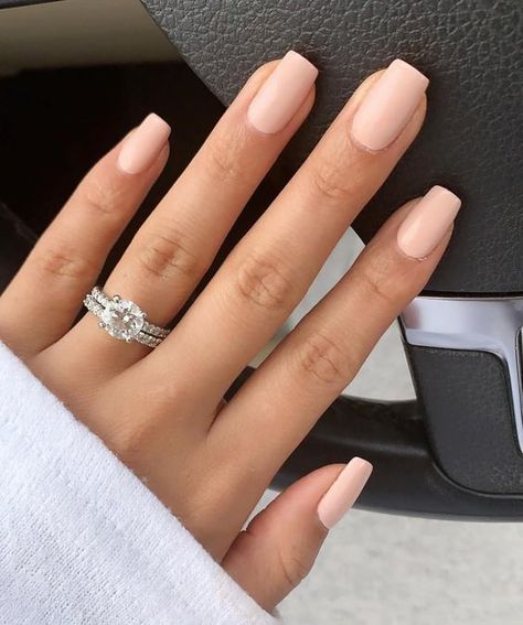 Nail Wedding, Blush Pink Nails, Matte Pink Nails, Pink Nail Colors, Wedding Nails French, Short Coffin Nails, Wedding Nail, Fall Acrylic Nails, Nail Art Wedding