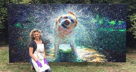 Brooklyn artist Iris Scott creates detailed works of art using an elementary technique: finger painting. Painting Of Dog, Iris Scott, Dog Shaking, Finger Paint, Drawing Animals, Famous Paintings, Unique Paintings, Finger Painting, Dog Paintings