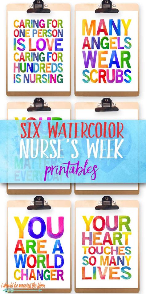 These Six Nurses Week Printables are just in time for celebrating some of our favorite healthcare workers. These make fantastic and inspiring gifts...or even decor in a common area for Nurses Appreciation Week. Nurses Week Ideas Appreciation Gifts, Happy Nurses Week Quotes, Nurse Week Gift Ideas Diy, Perioperative Nurses Week, Nurses Week Ideas, Er Nurses Week, Nurses Week Humor, Nurses Week Quotes, National Nurses Week