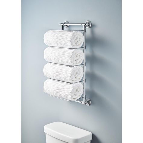 Smart and Chic Bathroom Towel Storage Ideas [10 Options!] Bathroom Towel Storage Ideas, Towel Storage Ideas, Wall Towel Racks, Chrome Towel Bar, Cottage Style Bathrooms, Mounted Towel Rack, Home Depot Bathroom, Bathroom Towel Storage, Furniture Box