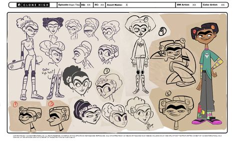 Clone High Concept Art, Clone High Character Design, Total Drama Concept Art, Clone High Characters, Frida Kahlo Clone High Fanart, Clone High Redesign, Clone High Art Style, Clone High Oc, Clone High Fanart