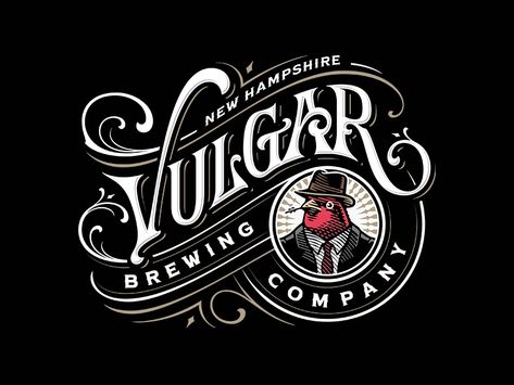 Vulgar Brewing Company by New Garden Society on Dribbble Brewing Company Logo, Vintage Company Logo, Craft Beer Logo, Beer Logo Design, Company Illustration, Victorian Lettering, Cool Logo Design, Beer Logos, Book Portfolio