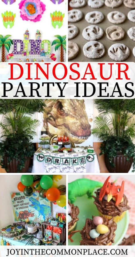 Do you love a good Dinosaur party theme? Take a look at some prehistoric Dinosaur party decoration ideas, party food, DIYs and fun kids' activities. From girly party ideas to easy Dinosaur snacks, there is a bit of inspiration for everyone!  #dinosaur #dinosaurparty #dino #kidsparty #partytheme #bridalshower #fossils #kidsactivities #kidssnacks #dinosaursnacks #snackideas #partyideas #partybackdrop #banners #printables #partyprintables #trex #prehistoric #partydecorations #partysupplies Jurassic World Party Ideas, Fête Jurassic Park, Jurassic World Party, Dinosaur Ideas, Dinosaur Cakes, Cat Mad, Dinosaur Party Decorations, Party Dinosaur, Birthday Dinosaur