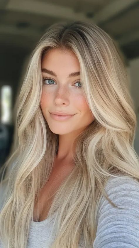 15 Charming Blonde Hairstyles Mid Length Hairstyles Blonde, Curtain Bangs On Long Blonde Hair, Cute Blonde Hairstyles Long, Blonde Colored Hair Ideas, Wedding Hair For Blondes, Bright Blonde Long Hair, Blonde W Shadow Root, Haircuts For Long Blonde Hair, Blonde Hair Color Ideas For Fair Skin