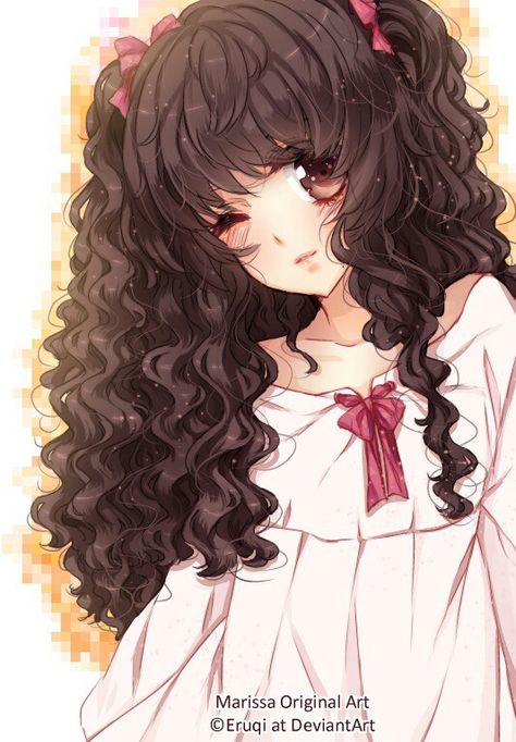 Curly hair Curly Anime, Hair Anime, Hair Curly, Curly Hair, Black Hair, Hair, Anime, Pink, Black