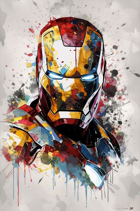 Avengers Painting, Iron Man Poster Art, Iron Man Drawing, Comic Iron Man Wallpaper, Ironman Art Drawing, Iron Man Art Paint, Iron Man Dibujo, Iron Man Illustration, Iron Man Painting