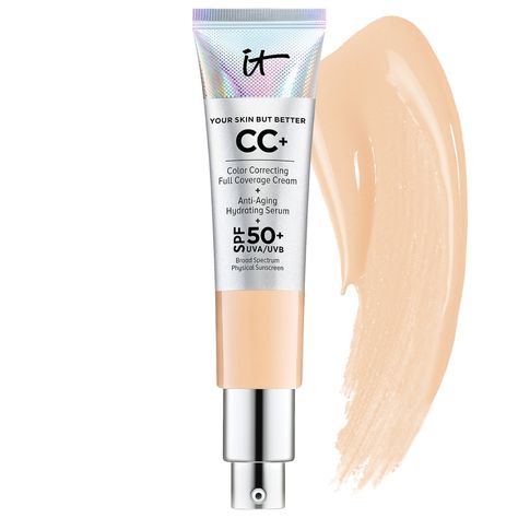 CC+ Cream with SPF 50+ - IT Cosmetics | Sephora Best Cc Cream, Best Makeup Primer, Best Makeup Brands, It Cosmetics Cc Cream, Foundation With Spf, Lime Oil, Physical Sunscreen, Color Corrector, It Cosmetics