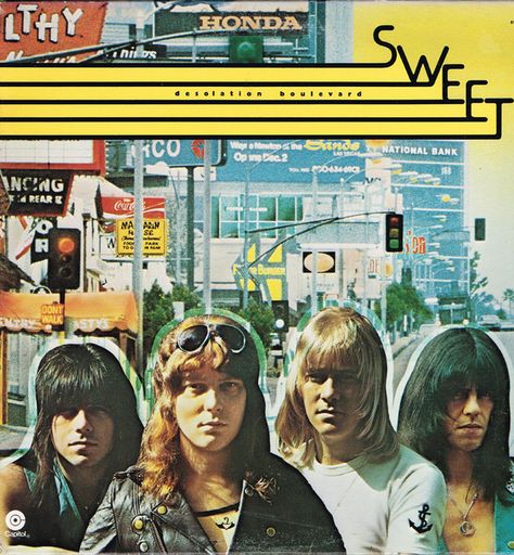 The Sweet - Desolation Boulevard 1974 [reissue, date?] (Vinyl, LP, Album) at Discogs Ballroom Blitz, Sweet Band, Rock Album Covers, Rock Vinyl, 70s Music, Capitol Records, Rock N’roll, Best Albums, Vintage Vinyl Records