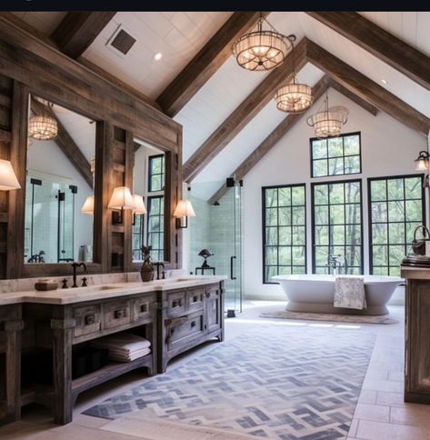 Barndominium Master Bath Ideas, Barndominium Interior Bathroom, Rustic Barndominium Ideas Exterior, Barn Dominium Houses Interior, Simple Barndominium Ideas With Shop, Open Barndominium Interior, Large Barndominium Ideas, Country Barndominium Interior, Western Barndominium Interior