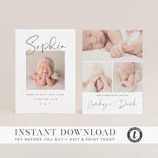 Modern Chic Birth Announcement Template Baby Birth - Etsy UK Baby Birth Announcement Cards, Teacher Business Cards, Birth Announcement Photos, Birth Announcement Template, Iphone Diy, Birth Announcement Boy, Birth Announcement Card, Printable Business Cards, Baby Birth Announcement