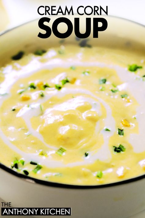 A close up shot of a dutch oven full of cream corn soup. Cream Corn Soup, Cream Of Corn Soup, Dinners Simple, Corn Chowder Soup, Corn Soup Recipes, Cream Corn, Corn Chowder Recipe, Chowder Soup, Creamy Corn