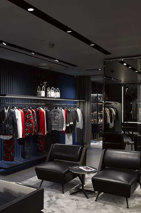 DSquared2 Opens London Flagship Store | FashionBeans Mens Clothing Boutique Interior, Men Clothes Store Design, Mens Boutique Interior, Man Closet Ideas, Men’s Boutique, Mens Clothing Store Interior Design, Mens Boutique Interior Design, Men Living Room Ideas Apartments, Clothes Shop Interior Design