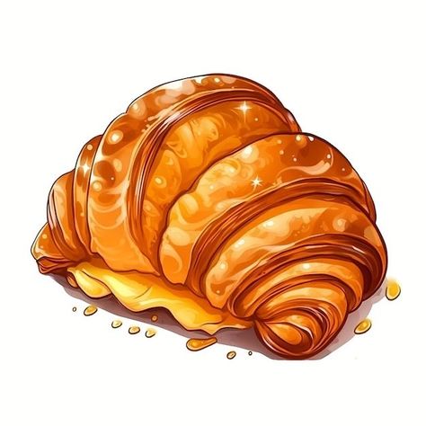 Croissant Cartoon, Croissant Clipart, Croissant Drawing, Croissant Art, Cafe Clipart, Croissant Aesthetic, Starbucks Crafts, Cute Cartoon Food, Daily Crafts