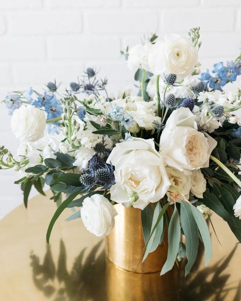 Twinkle Twinkle - Floral Arrangement - Large (set of 2) — Paris312 Blue Flower Centerpieces, Small Arrangements, Blue Flower Arrangements, White Floral Centerpieces, White Floral Arrangements, Blue Centerpieces, White Flower Arrangements, Large Floral Arrangements, Blue Delphinium