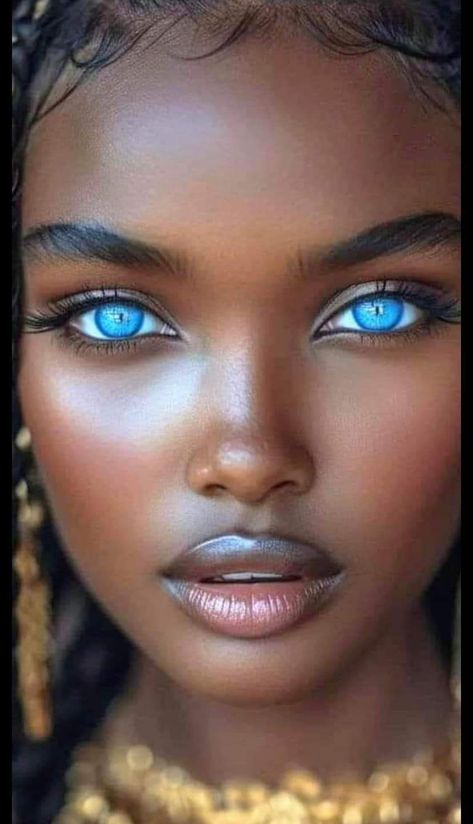 Dark Skin Light Eyes, Black People With Blue Eyes, Most Beautiful Green Eyes, Black Female Portrait, Dark Skin Blue Eyes, Black With Blue Eyes, Icy Blue Eyes, Deep Blue Eyes, Crystal Blue Eyes