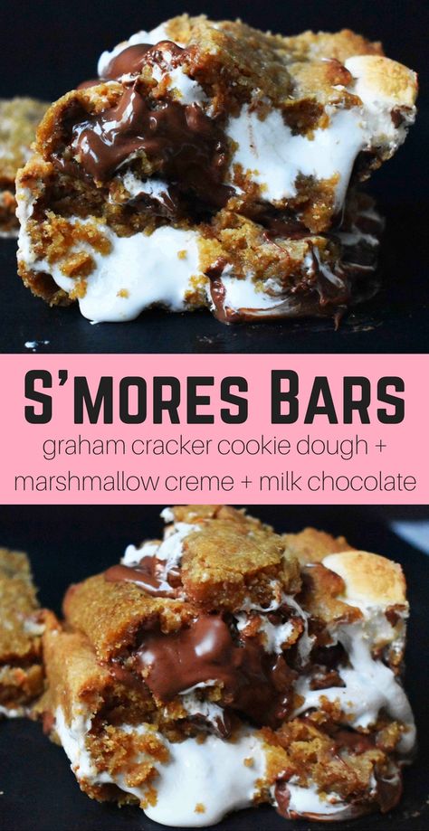 S’mores Bars Recipe, Recipes With Fluff, S’mores Bars, Graham Cracker Cookie Dough, Smores Bar Recipe, Homemade Graham Cracker, Marshmallow Fluff Recipes, Modern Honey, S Mores Bars