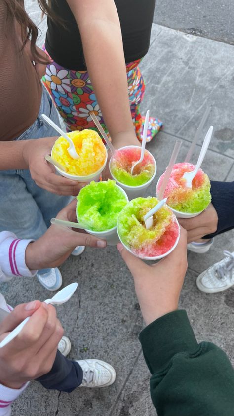 We were having snow cones at a friends birthday part Snow Cone Wedding, Snow Cones Aesthetic, Friend Dates, Lake Vibes, Summer Vision, Vision 2024, Dark Mountains, Sno Cones, Brand Activations