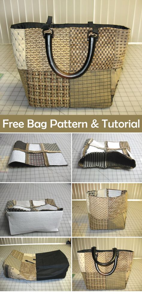 Small Decorator Bag. Free Tutorial and Pattern Tote Bag Pattern Leather, Upcycled Bags, Sew Bags, Upcycled Bag, Diy Leather Bag, Modern Bag, Denim Handbags, Bag Sewing, Bag Tutorial