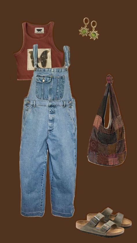 #summer #outfit #granolagirl #adventure #fit #birkenstocks #overalls #cute #aesthetic #style #pnw #clothes #ootd #pacificnorthwest Earthy Summer Outfits, Granola Girl Fits, Overall Outfits, Overalls Cute, 2025 Style, Academia Aesthetic Outfit, Birkenstock Outfit, Granola Girl Aesthetic, Overall Outfit