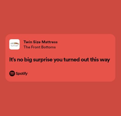 It’s No Big Surprise You Turned Out This Way, Twin Size Mattress The Front Bottoms, Twin Size Mattress, The Front Bottoms, Dnd Oc, Relatable Lyrics, Quotes Lyrics, Tv Girl, Best Song Ever