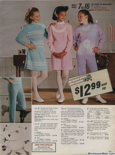 80s Prom Dress, Old School Fashion, Stirrup Pants, Vintage Kids Clothes, Sears Catalog, Christmas Book, Textured Sweater, Fashion Inspiration Design, Doll Clothes American Girl