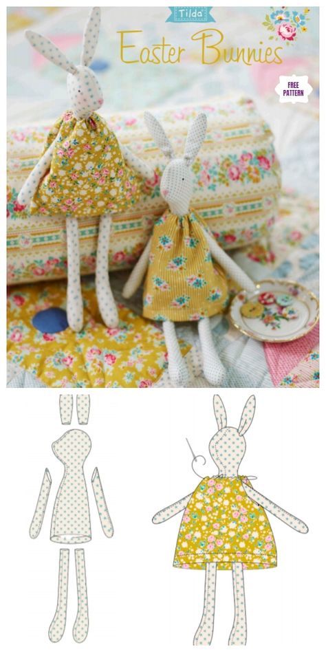 Sewing Soft Toys, Vintage Easter Bunny, Doll Patterns Free, Bantal Sofa, Sewing Stuffed Animals, Costura Diy, Fabric Toys, Doll Sewing Patterns, Easter Crafts Diy