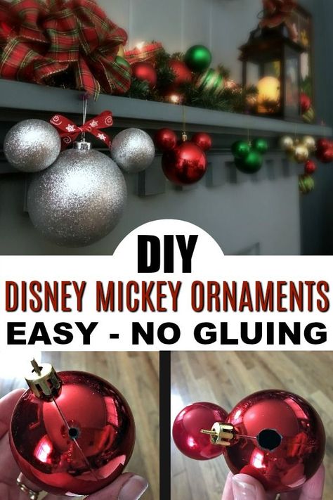 Diy Disney Ornaments, Mickey Ornaments, Disney Ornaments Diy, Mickey Mouse Ornaments, Disney Christmas Decorations, Disney Christmas Tree, Disney Christmas Ornaments, Diy Disney, Disney Ornaments