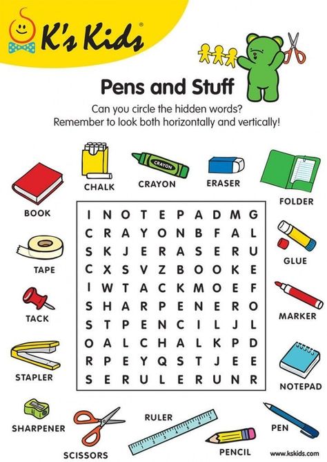 Word Puzzles For Kids, School Objects, Kids Word Search, Multiplication Games, English Activities For Kids, Puzzle For Kids, Learning English For Kids, English Language Arts High School, English Games