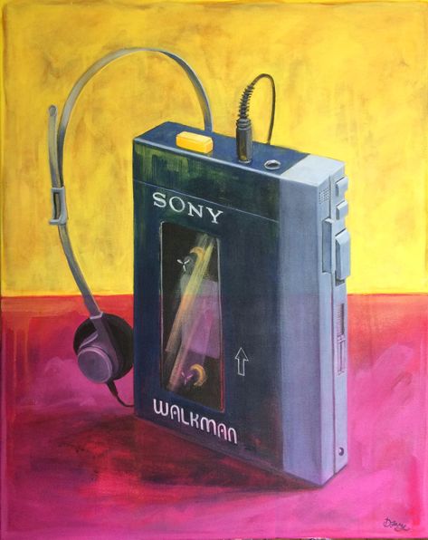 The classic sony Walkman in blue. Often imitated but never equaled. You know your product is good when it becomes a better known synonym for the whole product range- like Hoover. In this digital age, I miss clunky buttons! 90s Walkman Aesthetic, Walkman Drawing, Walkman Aesthetic, Shore Aesthetic, Philosopher's Stone, French Wall Art, Retro Painting, Sony Walkman, Object Photography