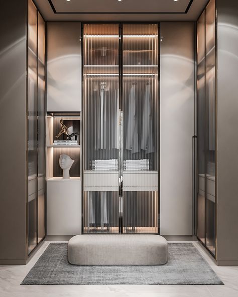 master bedroom on Behance Modern Contemporary Walk In Wardrobe, Luxury Wadrobe Designs, Modern Closet Designs Bedrooms, Walking Wardrobe Master Bedrooms, Wardrobe Luxury Design, Master Wardrobe Design, Luxurious Wardrobe Design, Walking Closet Modernos, Wardrobe Room Ideas