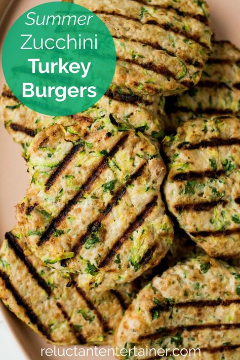 Zucchini Burger Recipe, Ground Turkey Burgers, Zucchini Burger, Grilled Turkey Burgers, Vegetarian Barbecue, Summer Zucchini, Turkey Burger Recipes, Grilled Turkey, Tailgating Recipes