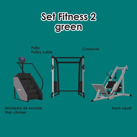 Set Fitness 2 [green] Sims4 Cc Fitness, Sims 4 Excersise Cc, Sims 4 Cc Exercise Equipment, Rvsn Cc Sims 4, Ts4 Cc Gym Equipment, Sims 4 Cc Treadmill, Ts4 Workout Cc, Ts4 Fitness Cc, Sims4 Gym Cc