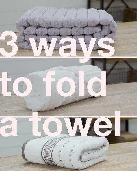 4,350 Likes, 88 Comments - Overstock (@overstock) on Instagram: “Learn the best ways to fold your towels for a neat + tidy linen closet. Which folding method would…” Best Way To Fold Towels, How To Fold Bath Towels, Folding Bath Towels, Clean Organized House, Fold Hand Towels, Under Bathroom Sink, Fold Towels, Towel Folding, Best Bath Towels