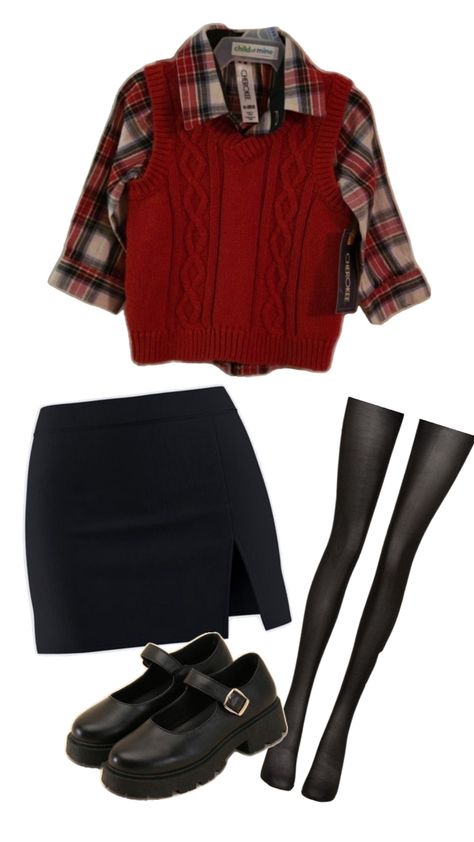 Sweet Clothes, Downtown Outfits, Outfit 90s, Stylish Work Attire, Cute Swag Outfits, Red Outfit, Soft Grunge, Autumn Outfit, Preppy Outfits